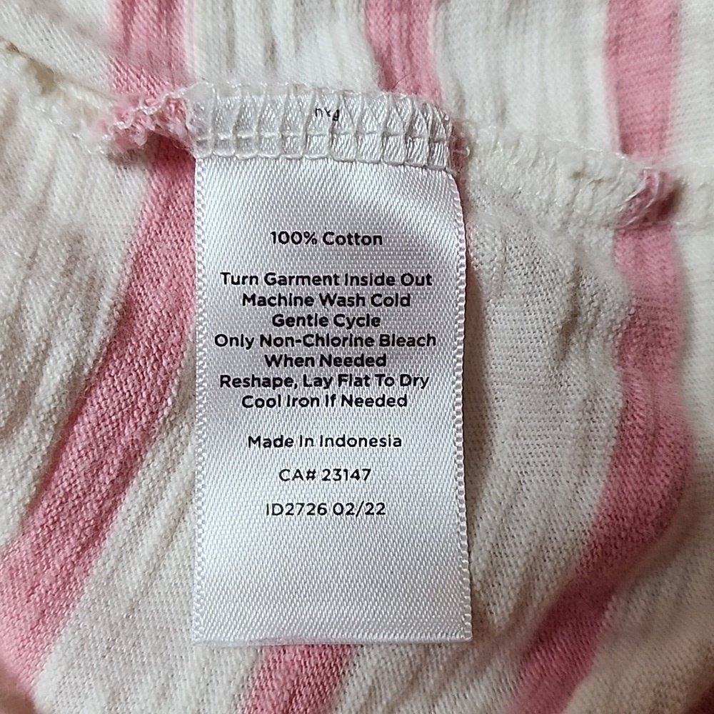 Talbots Large Pink and White Striped 100% Cotton Top Square Neck 3/4 Sleeve - Picture 4 of 10